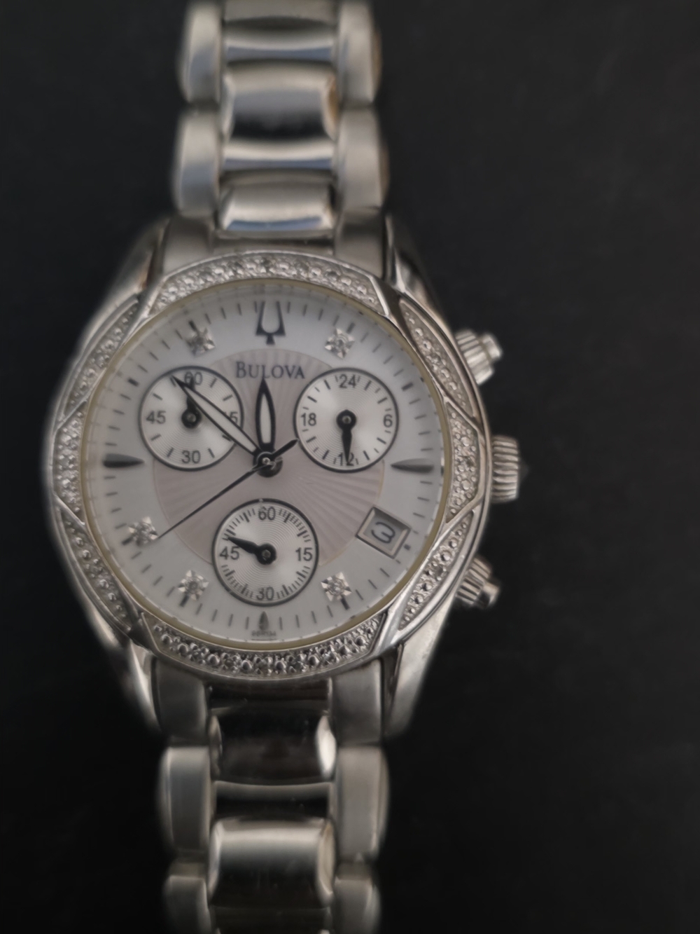 Bulova Women's Silver-Tone Crystal Accent Chronograph Watch
